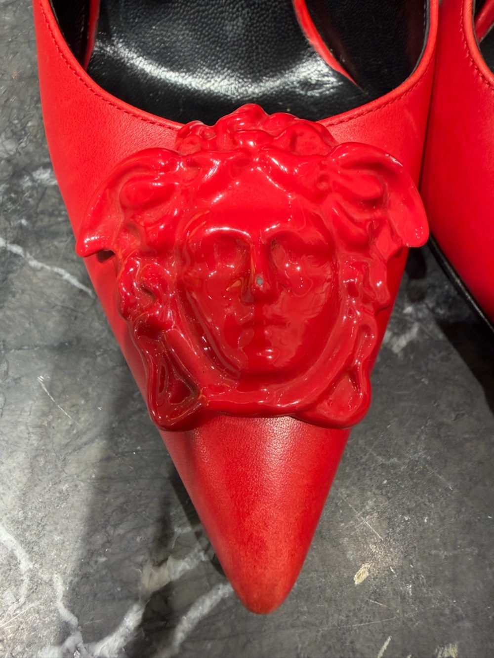 Versace Red Pointed Toe High Heels with Medusa - Picture 7 of 16